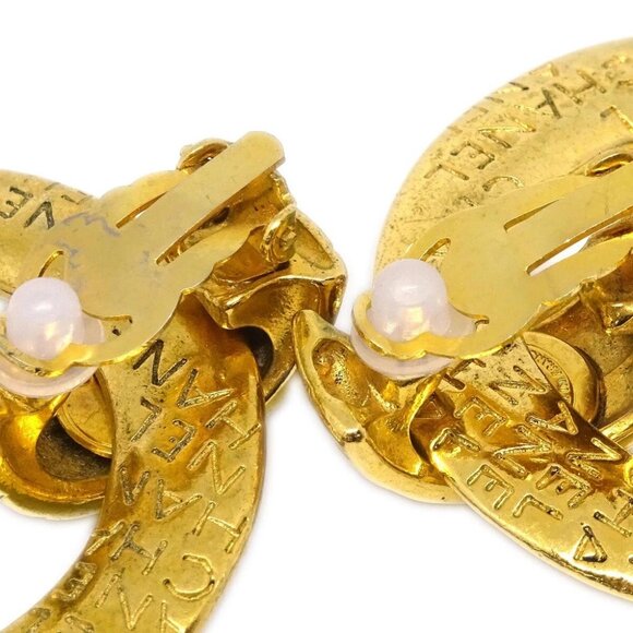 Chanel Dangle Hoop Earrings Clip-On Gold 185643 - Picture 3 of 4